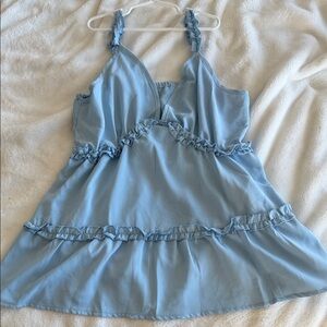Light Blue Ruffled Babydoll Tank Top